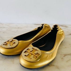 Tory Burch gold metallic flats